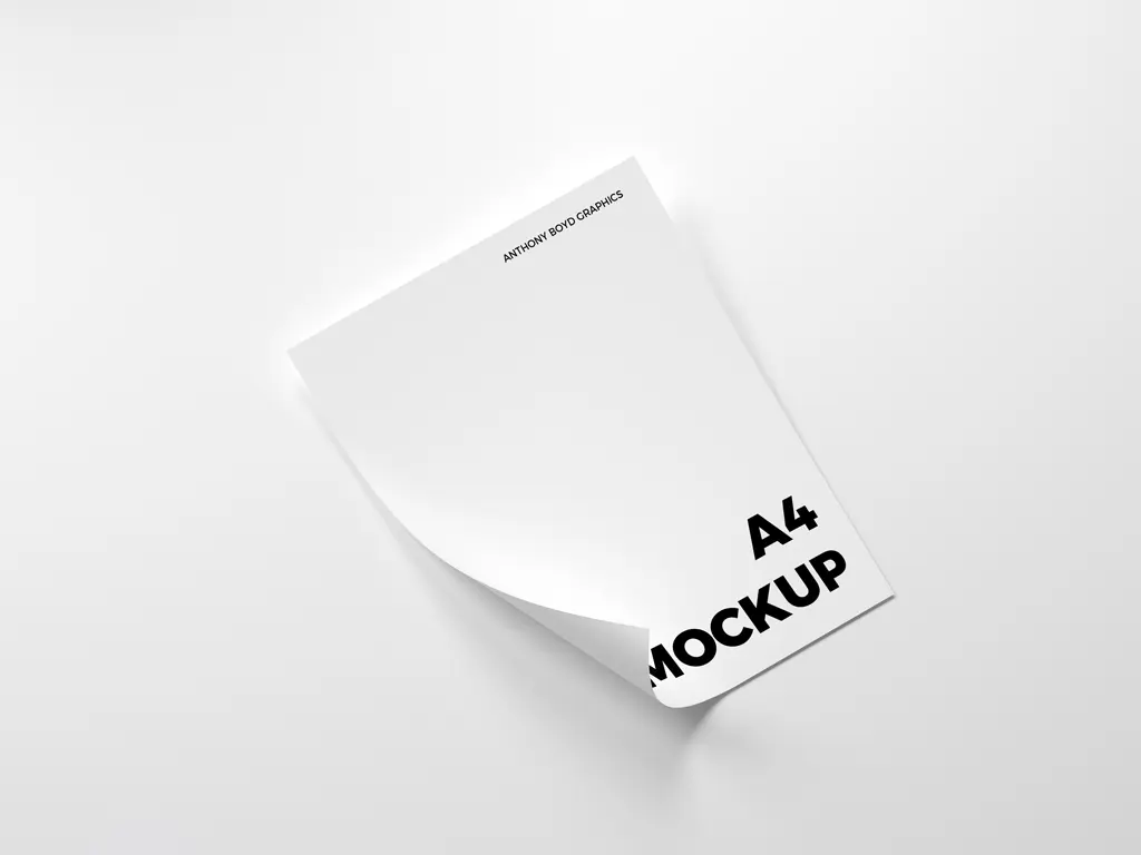 Curled A4 Paper Mockup - Mockup World