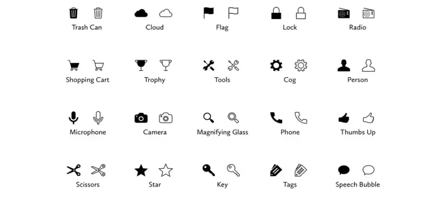 Hollow Icon vs. Solid Icon Which Is More Friendly for Recognizing ~ UXness:  UX Design, Usability Articles, Course, Books, Events