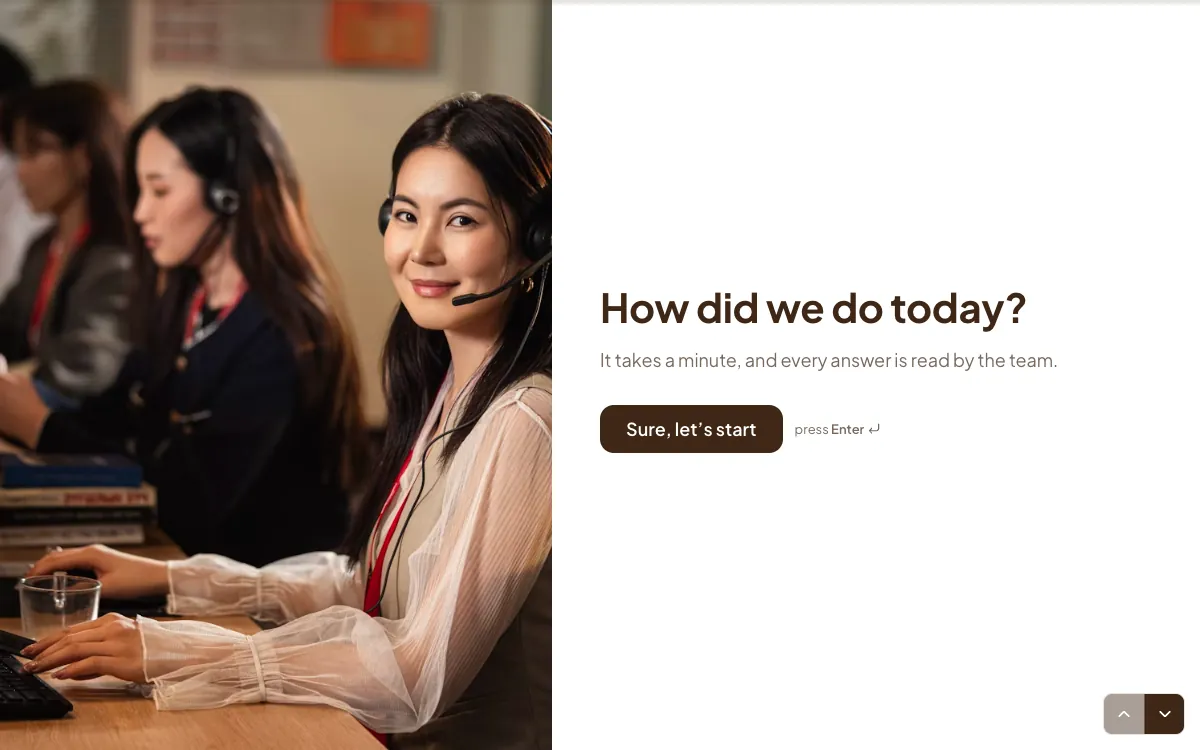 Customer satisfaction survey: a screen from the Forms customer satisfaction template