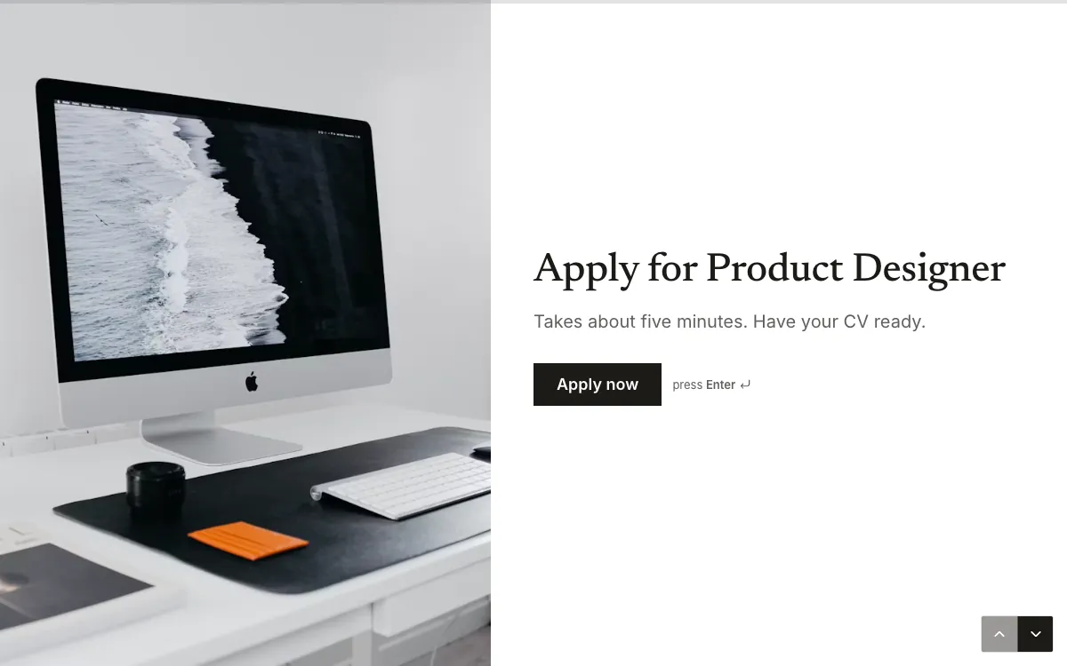 Job application: a screen from the Forms job application template