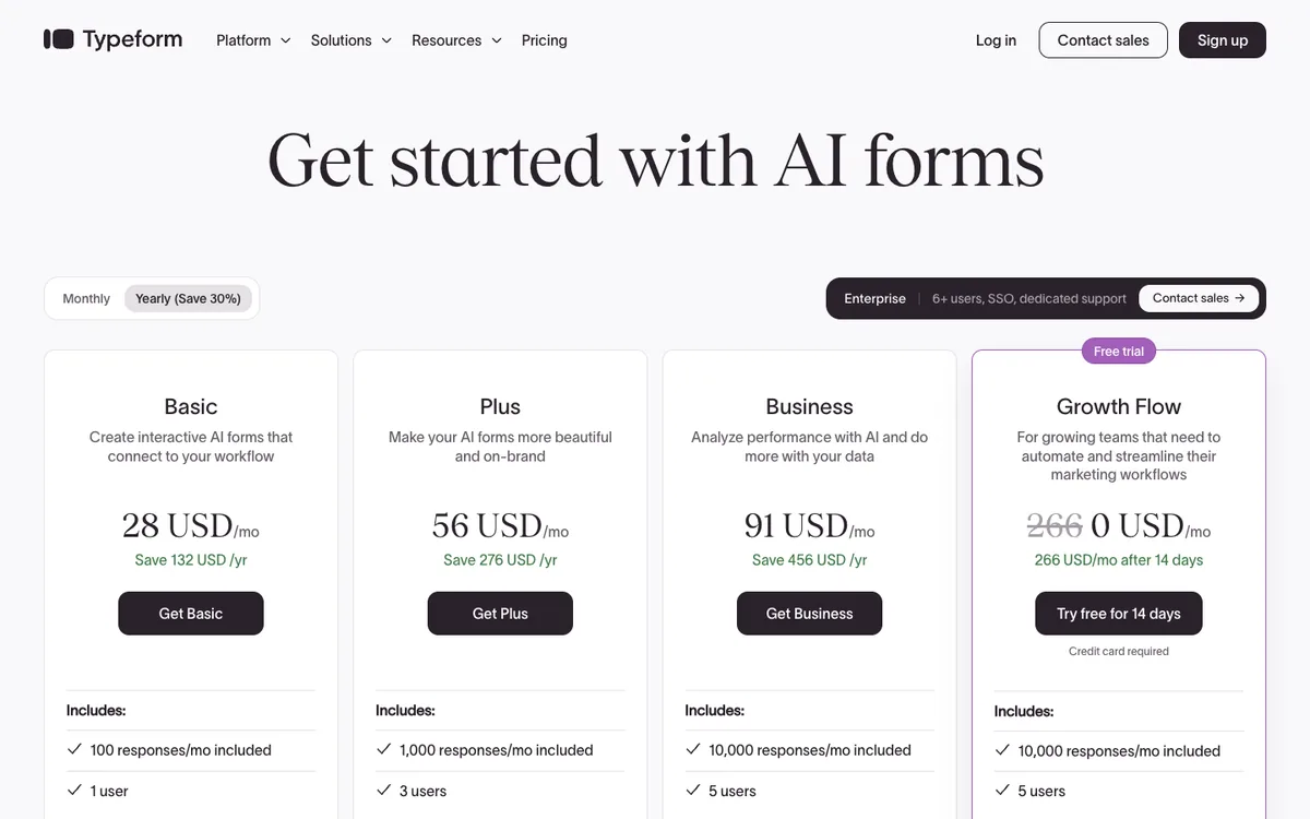 Typeform Pricing in 2026: What 1,000 Responses a Month Really Costs