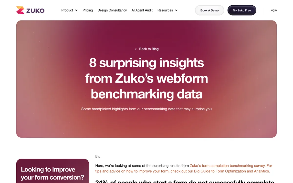 Zuko blog: 8 surprising insights from Zuko's webform benchmarking data