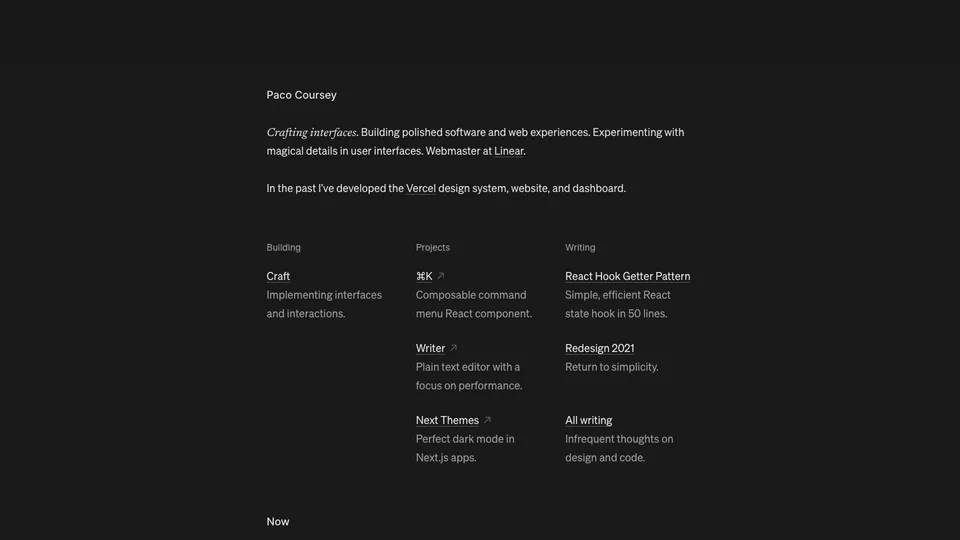 Paco Coursey website homepage
