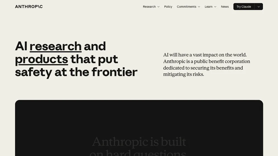 Anthropic website homepage