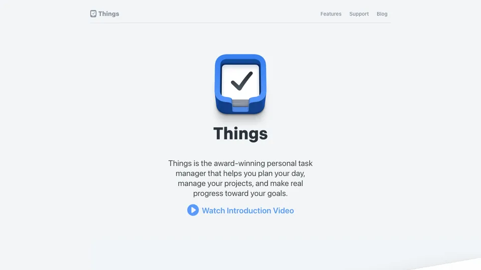 Things website homepage
