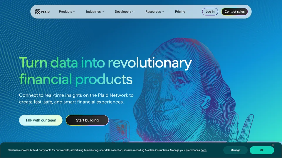 Plaid website homepage