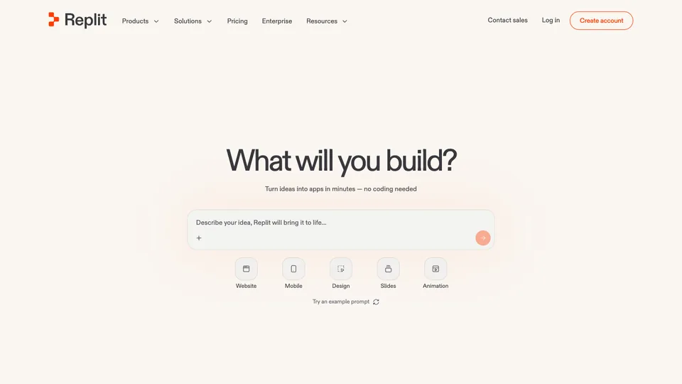Replit website homepage