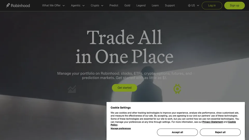 Robinhood website homepage