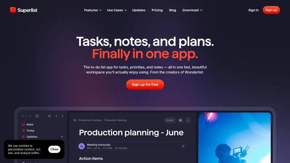 Superlist website homepage