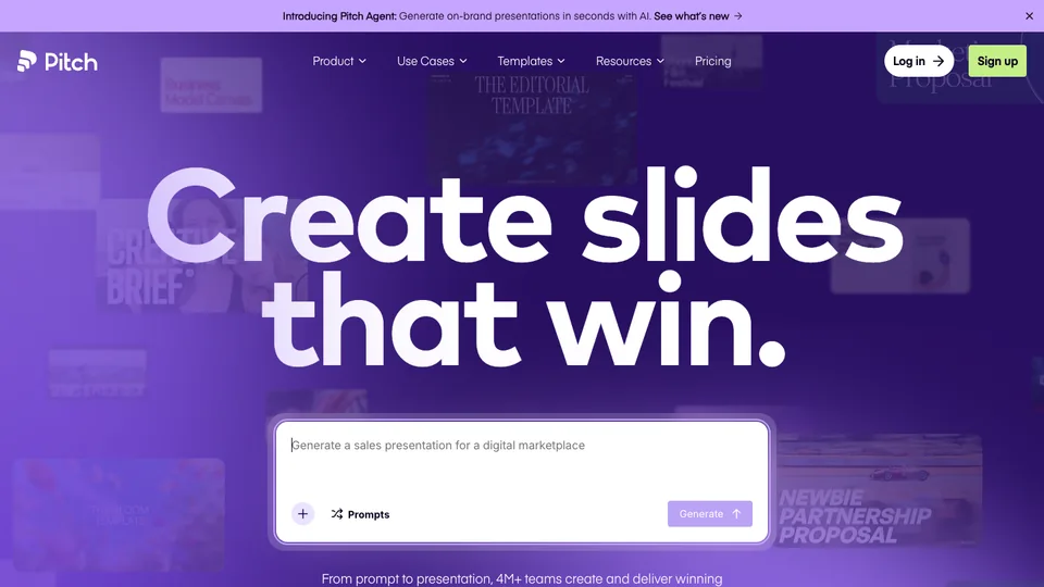 Pitch website homepage