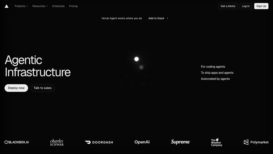 Vercel website homepage